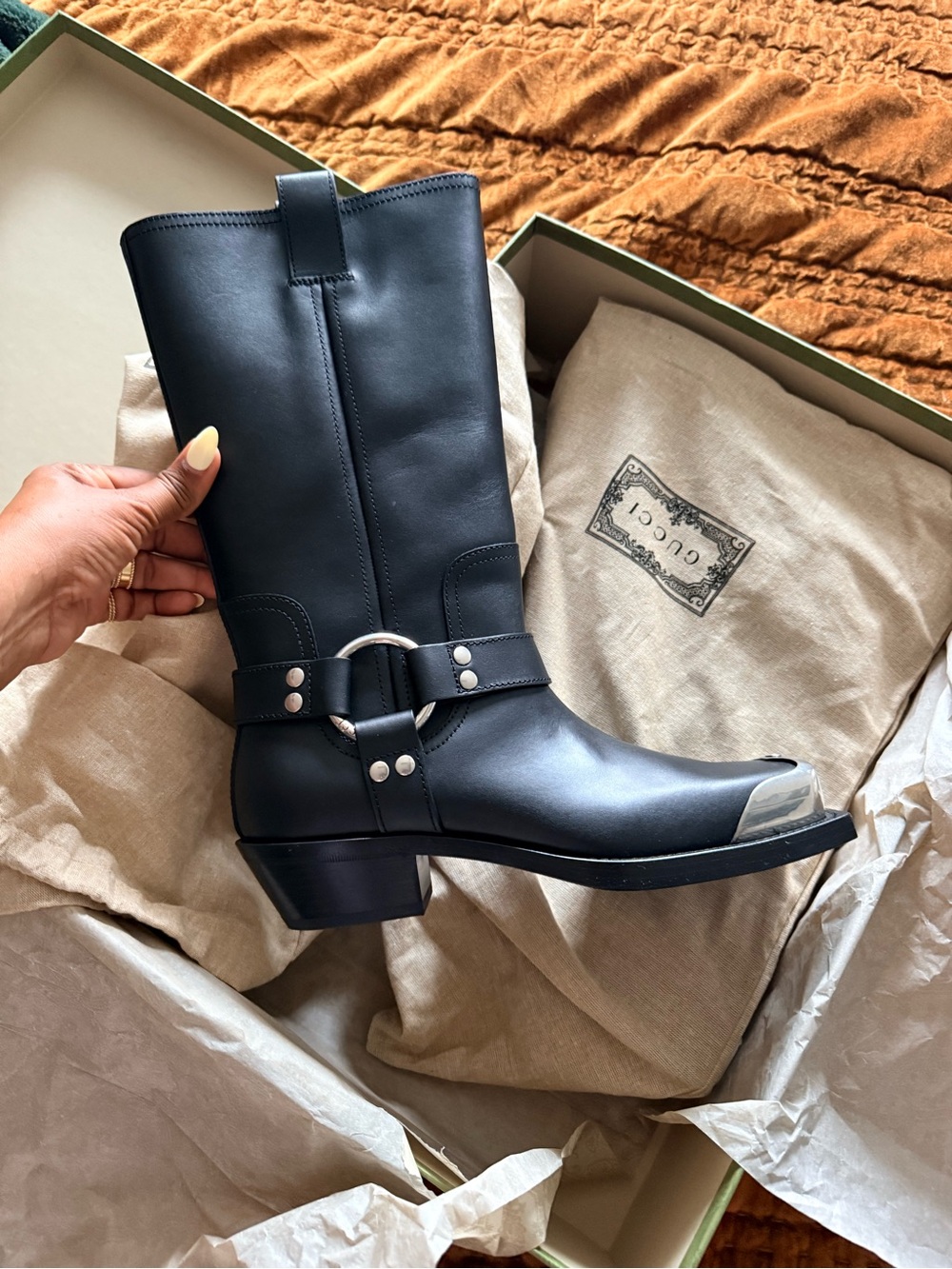 Gucci limited edition Steel toe, harness boots
